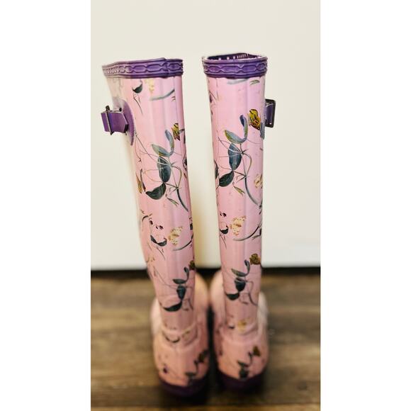 Hunter Wellington Floral Butterfly Rain Boots Purple Sz 7F Cottagecore Whimsical - Picture 6 of 8